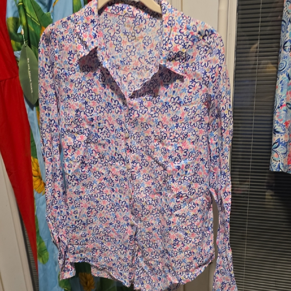 Floral Patterned Lilly Pulitzer Shirt Size M